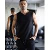 imageCOOFANDY Casual Sleeveless Shirts for Men Cotton V Neck Tank Tops Summer 2 Pack Workout Gym Muscle TeeBlackDark Gray