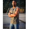 imageCOOFANDY Casual Sleeveless Shirts for Men Cotton V Neck Tank Tops Summer 2 Pack Workout Gym Muscle TeeLight Gray