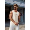 imageCOOFANDY Mens Casual Tank Tops 2 Pack Waffle Knit Sleeveless Shirt Breathable Tank Shirts Summer Muscle TeeBeige