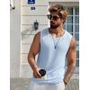 imageCOOFANDY Mens Casual Tank Tops 2 Pack Waffle Knit Sleeveless Shirt Breathable Tank Shirts Summer Muscle TeeLight Blue