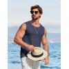imageCOOFANDY Mens Casual Tank Tops 2 Pack Waffle Knit Sleeveless Shirt Breathable Tank Shirts Summer Muscle TeeNavyLight Blue