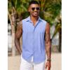 imageCOOFANDY Mens Sleeveless Button Down Beach Shirts Casual Summer Tank Tops Collared Imitation Linen Tank ShirtBright Blue