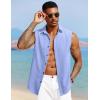 imageCOOFANDY Mens Sleeveless Button Down Beach Shirts Casual Summer Tank Tops Collared Imitation Linen Tank ShirtBright Blue