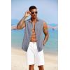 imageCOOFANDY Mens Sleeveless Button Down Beach Shirts Casual Summer Tank Tops Collared Imitation Linen Tank ShirtDark Blue Grey