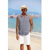 imageCOOFANDY Mens Sleeveless Button Down Beach Shirts Casual Summer Tank Tops Collared Imitation Linen Tank ShirtDark Blue Grey