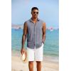 imageCOOFANDY Mens Sleeveless Button Down Beach Shirts Casual Summer Tank Tops Collared Imitation Linen Tank ShirtDark Blue Grey