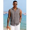 imageCOOFANDY Mens Sleeveless Button Down Beach Shirts Casual Summer Tank Tops Collared Imitation Linen Tank ShirtDark Grey