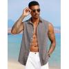imageCOOFANDY Mens Sleeveless Button Down Beach Shirts Casual Summer Tank Tops Collared Imitation Linen Tank ShirtDark Grey
