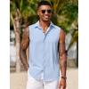imageCOOFANDY Mens Sleeveless Button Down Beach Shirts Casual Summer Tank Tops Collared Imitation Linen Tank ShirtLight Blue
