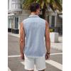 imageCOOFANDY Mens Sleeveless Button Down Beach Shirts Casual Summer Tank Tops Collared Imitation Linen Tank ShirtLight Denim Blue