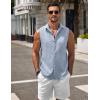 imageCOOFANDY Mens Sleeveless Button Down Beach Shirts Casual Summer Tank Tops Collared Imitation Linen Tank ShirtLight Denim Blue