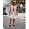 imageCOOFANDY Mens Sleeveless Button Down Beach Shirts Casual Summer Tank Tops Collared Imitation Linen Tank ShirtLight Khaki