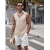 imageCOOFANDY Mens Sleeveless Button Down Beach Shirts Casual Summer Tank Tops Collared Imitation Linen Tank ShirtLight Khaki