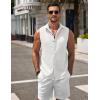 imageCOOFANDY Mens Sleeveless Button Down Beach Shirts Casual Summer Tank Tops Collared Imitation Linen Tank ShirtWhite