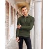 imageCOOFANDY Mens Stretch Muscle Tshirts Long Sleeve Knit Tees Casual Slim Fit Polo ShirtsArmy Green