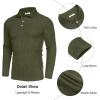 imageCOOFANDY Mens Stretch Muscle Tshirts Long Sleeve Knit Tees Casual Slim Fit Polo ShirtsArmy Green