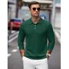 imageCOOFANDY Mens Stretch Muscle Tshirts Long Sleeve Knit Tees Casual Slim Fit Polo ShirtsDark Green