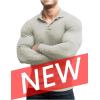 imageCOOFANDY Mens Stretch Muscle Tshirts Long Sleeve Knit Tees Casual Slim Fit Polo ShirtsLight Khaki