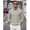imageCOOFANDY Mens Stretch Muscle Tshirts Long Sleeve Knit Tees Casual Slim Fit Polo ShirtsLight Khaki