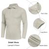 imageCOOFANDY Mens Stretch Muscle Tshirts Long Sleeve Knit Tees Casual Slim Fit Polo ShirtsLight Khaki