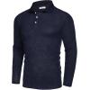 imageCOOFANDY Mens Stretch Muscle Tshirts Long Sleeve Knit Tees Casual Slim Fit Polo ShirtsNavy Blue