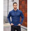imageCOOFANDY Mens Stretch Muscle Tshirts Long Sleeve Knit Tees Casual Slim Fit Polo ShirtsRoyal Blue
