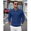 imageCOOFANDY Mens Stretch Muscle Tshirts Long Sleeve Knit Tees Casual Slim Fit Polo ShirtsRoyal Blue