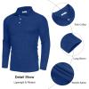 imageCOOFANDY Mens Stretch Muscle Tshirts Long Sleeve Knit Tees Casual Slim Fit Polo ShirtsRoyal Blue