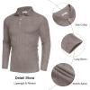 imageCOOFANDY Mens Stretch Muscle Tshirts Long Sleeve Knit Tees Casual Slim Fit Polo ShirtsTan