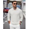 imageCOOFANDY Mens Stretch Muscle Tshirts Long Sleeve Knit Tees Casual Slim Fit Polo ShirtsWhite