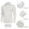 imageCOOFANDY Mens Stretch Muscle Tshirts Long Sleeve Knit Tees Casual Slim Fit Polo ShirtsWhite