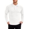 imageCOOFANDY Mens Stretch Muscle Tshirts Long Sleeve Knit Tees Casual Slim Fit Polo ShirtsWhite