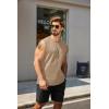 imageCOOFANDY Mens Tank Top Cotton Workout Sleeveless Muscle T Shirts Casual Summer Tank ShirtsKhaki1 Pcs