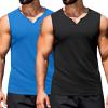 imageCOOFANDY Casual Sleeveless Shirts for Men Cotton V Neck Tank Tops Summer 2 Pack Workout Gym Muscle TeeBlackBlue