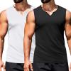 imageCOOFANDY Casual Sleeveless Shirts for Men Cotton V Neck Tank Tops Summer 2 Pack Workout Gym Muscle TeeBlackWhite