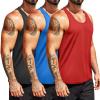 imageCOOFANDY Mens 3 Pack Workout Tank Tops Quick Dry Gym Sleeveless Muscle T Shirts Y Back Athlectic Tank Bodybuilding TopBlackBlueRed
