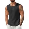 imageCOOFANDY Mens Casual Tank Tops 2 Pack Waffle Knit Sleeveless Shirt Breathable Tank Shirts Summer Muscle TeeBlack