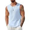 imageCOOFANDY Mens Casual Tank Tops 2 Pack Waffle Knit Sleeveless Shirt Breathable Tank Shirts Summer Muscle TeeLight Blue