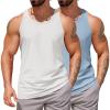 imageCOOFANDY Mens Workout Tank Tops 2 Pack Quick Dry YBack Gym Tank Muscle Training Athletic Sleeveless ShirtsWhiteLight Blue2pcs
