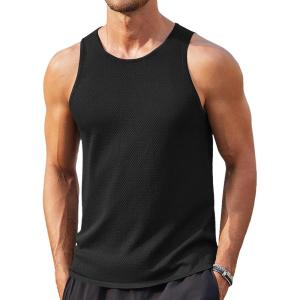 imageCOOFANDY Mens Tank Tops Summer Beach Sleeveless Muscle Shirts Casual Knit Tanks Workout Gym TeeBlack