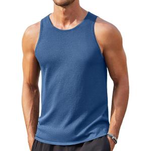 imageCOOFANDY Mens Tank Tops Summer Beach Sleeveless Muscle Shirts Casual Knit Tanks Workout Gym TeeBlue