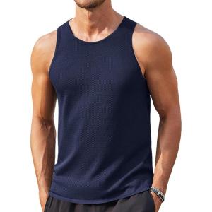 imageCOOFANDY Mens Tank Tops Summer Beach Sleeveless Muscle Shirts Casual Knit Tanks Workout Gym TeeNavy Blue