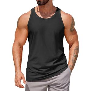imageCOOFANDY Mens Workout Tank Tops 2 Pack Quick Dry YBack Gym Tank Muscle Training Athletic Sleeveless ShirtsBlack1pcs