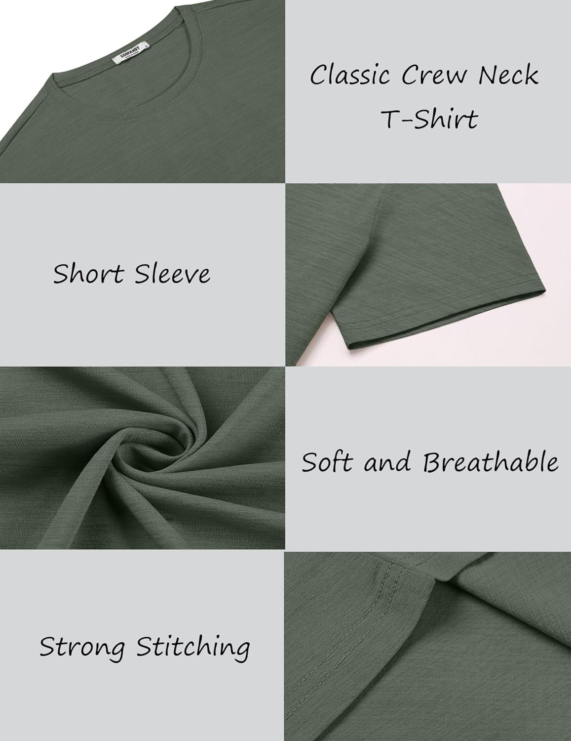 imageCOOFANDY Mens Crew Neck T Shirt Short Sleeve Casual Summer Basic Tee Muscle Slim Fit Workout TShirtArmy Green