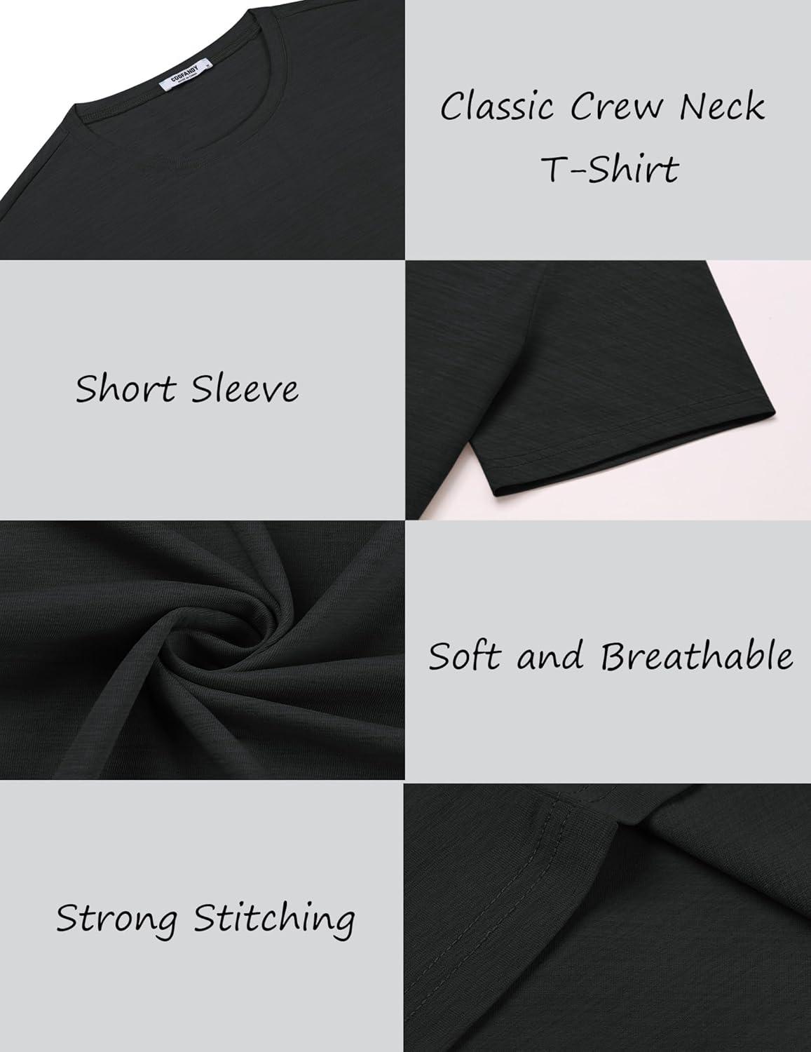 imageCOOFANDY Mens Crew Neck T Shirt Short Sleeve Casual Summer Basic Tee Muscle Slim Fit Workout TShirtBlack