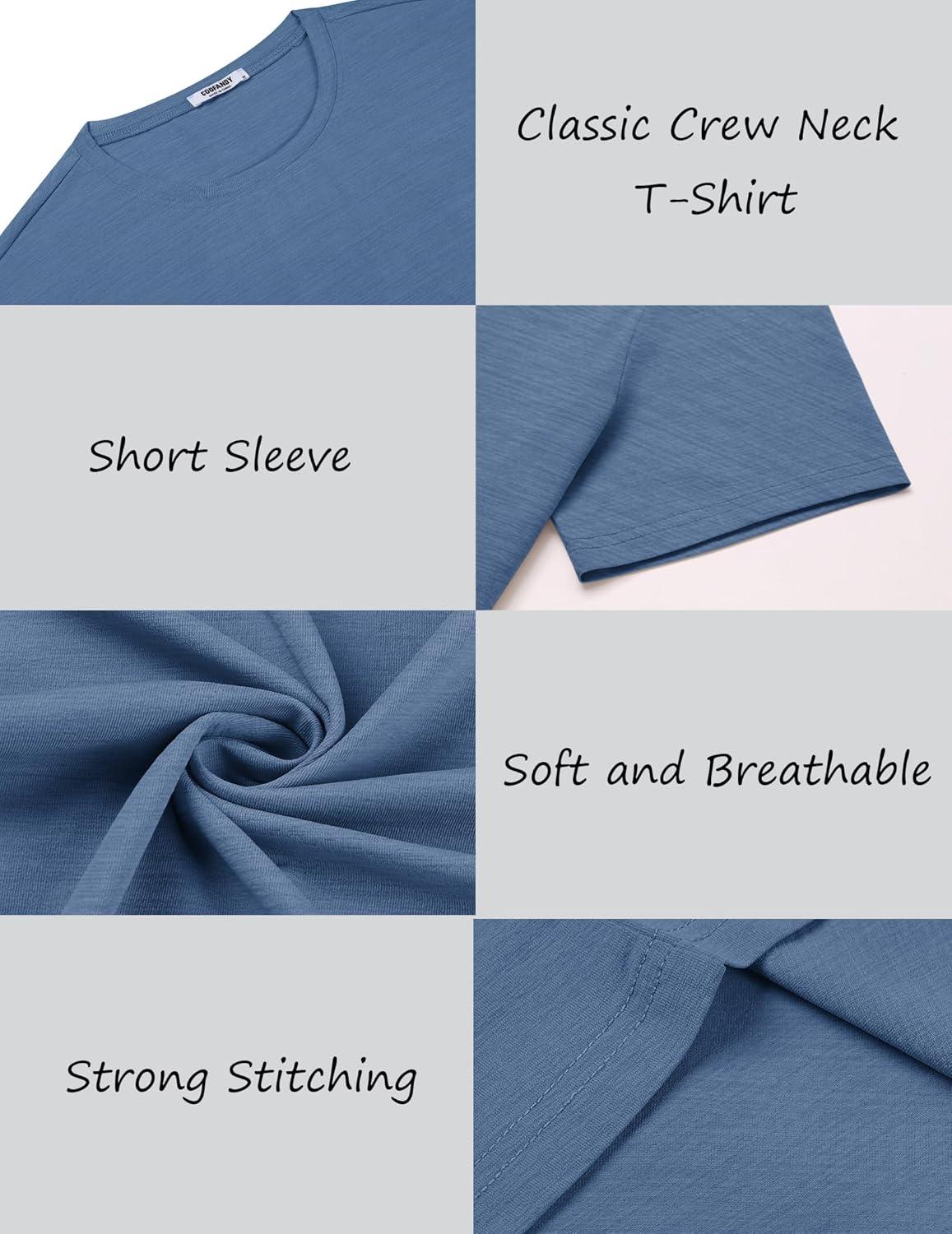imageCOOFANDY Mens Crew Neck T Shirt Short Sleeve Casual Summer Basic Tee Muscle Slim Fit Workout TShirtBlue