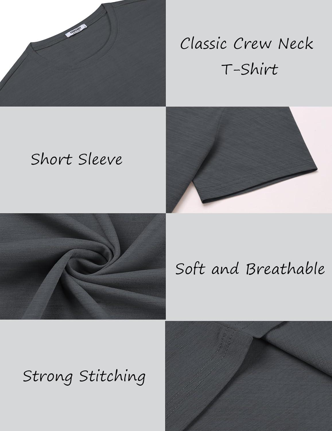 imageCOOFANDY Mens Crew Neck T Shirt Short Sleeve Casual Summer Basic Tee Muscle Slim Fit Workout TShirtDark Gray