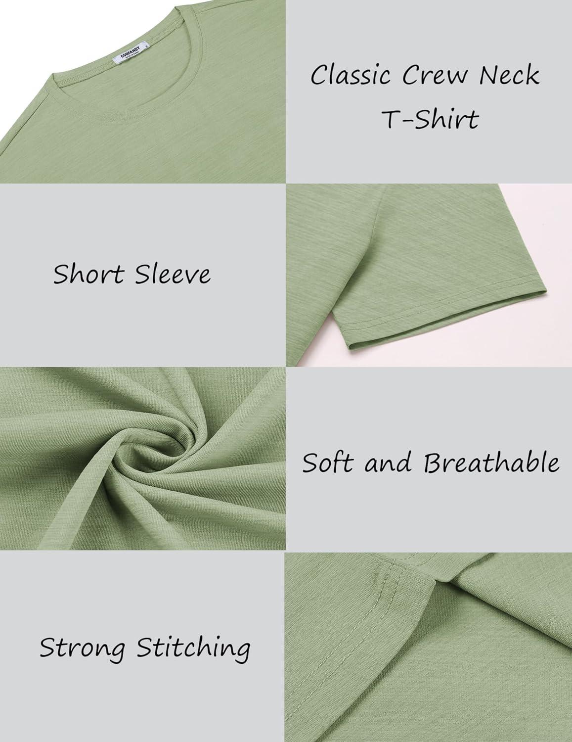 imageCOOFANDY Mens Crew Neck T Shirt Short Sleeve Casual Summer Basic Tee Muscle Slim Fit Workout TShirtLight Green