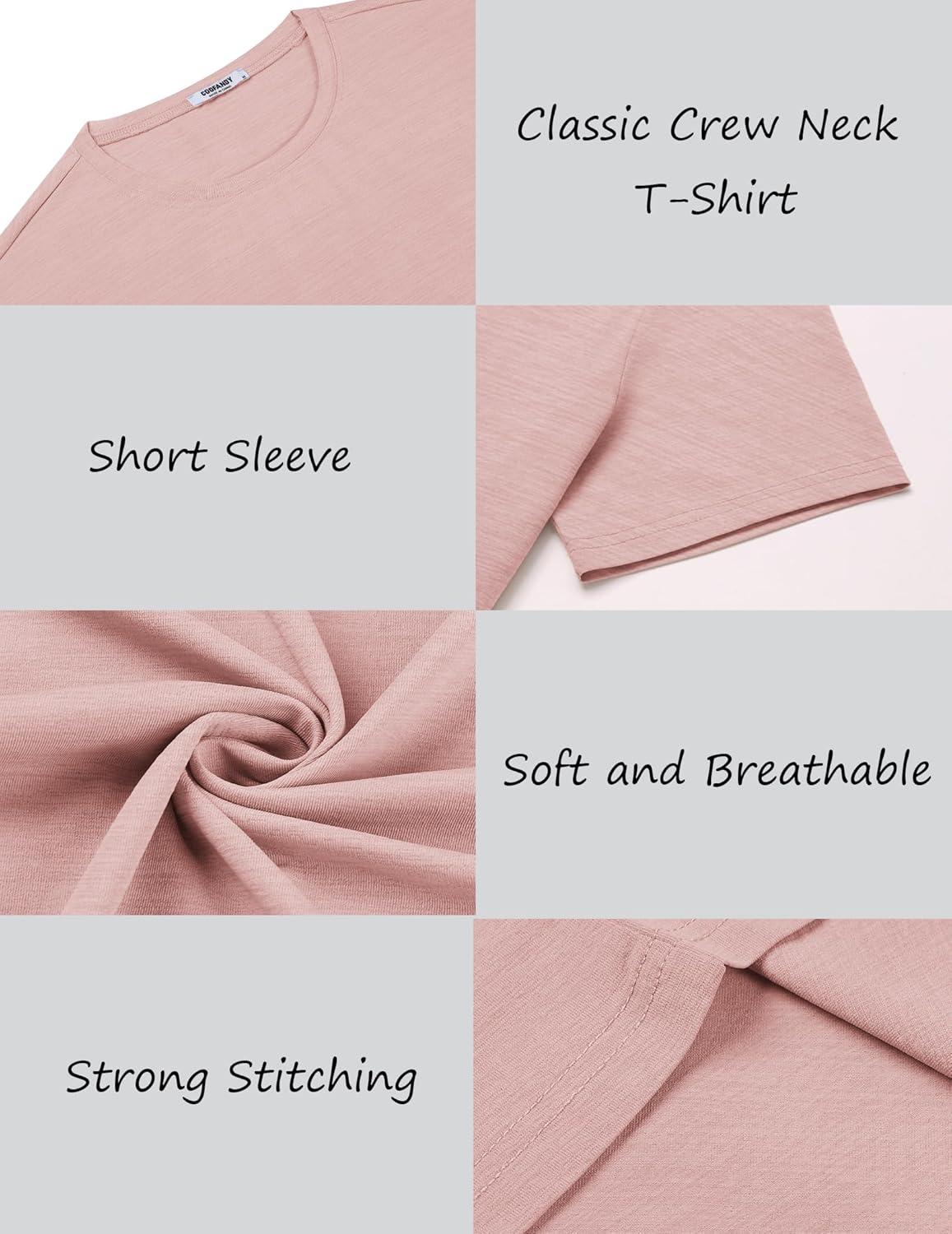 imageCOOFANDY Mens Crew Neck T Shirt Short Sleeve Casual Summer Basic Tee Muscle Slim Fit Workout TShirtLight Pink