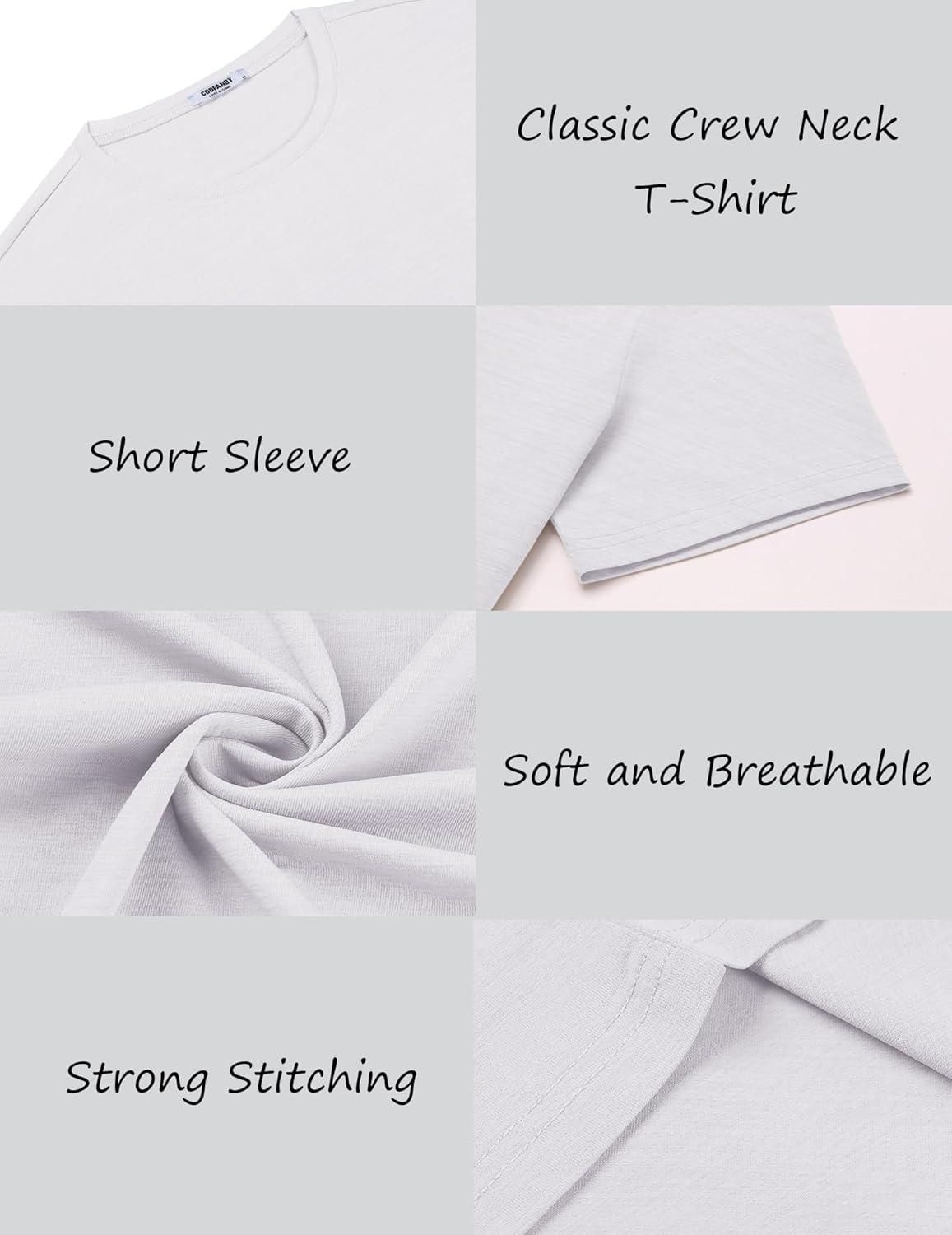 imageCOOFANDY Mens Crew Neck T Shirt Short Sleeve Casual Summer Basic Tee Muscle Slim Fit Workout TShirtWhite